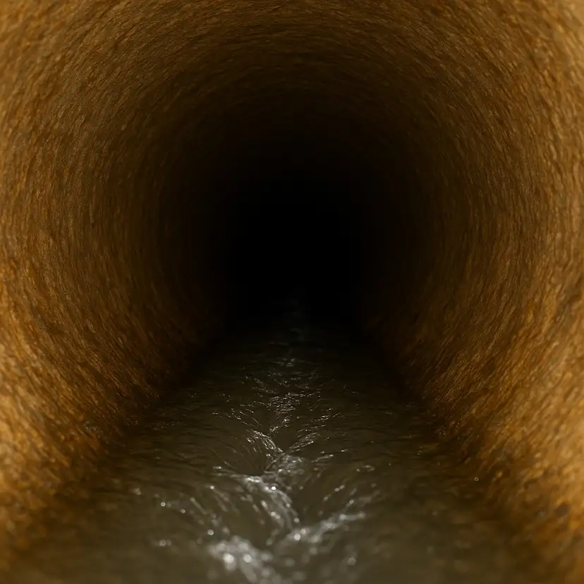 Sewer camera inspection image showing the inside of a drain line during a diagnostic visit