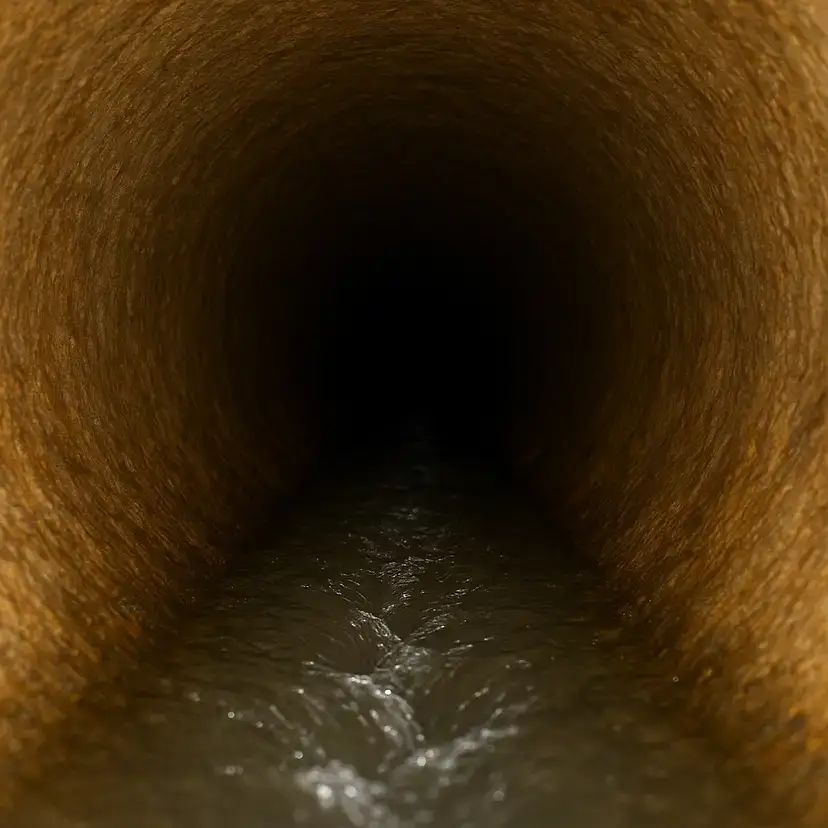 Sewer camera inspection image showing the inside of a drain line during a diagnostic visit