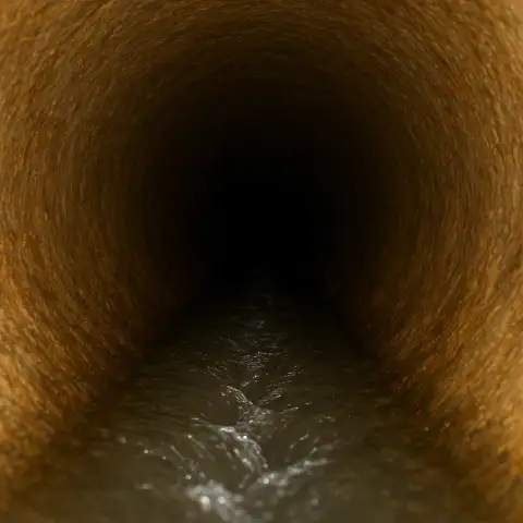 Sewer camera inspection image showing the inside of a drain line during a diagnostic visit