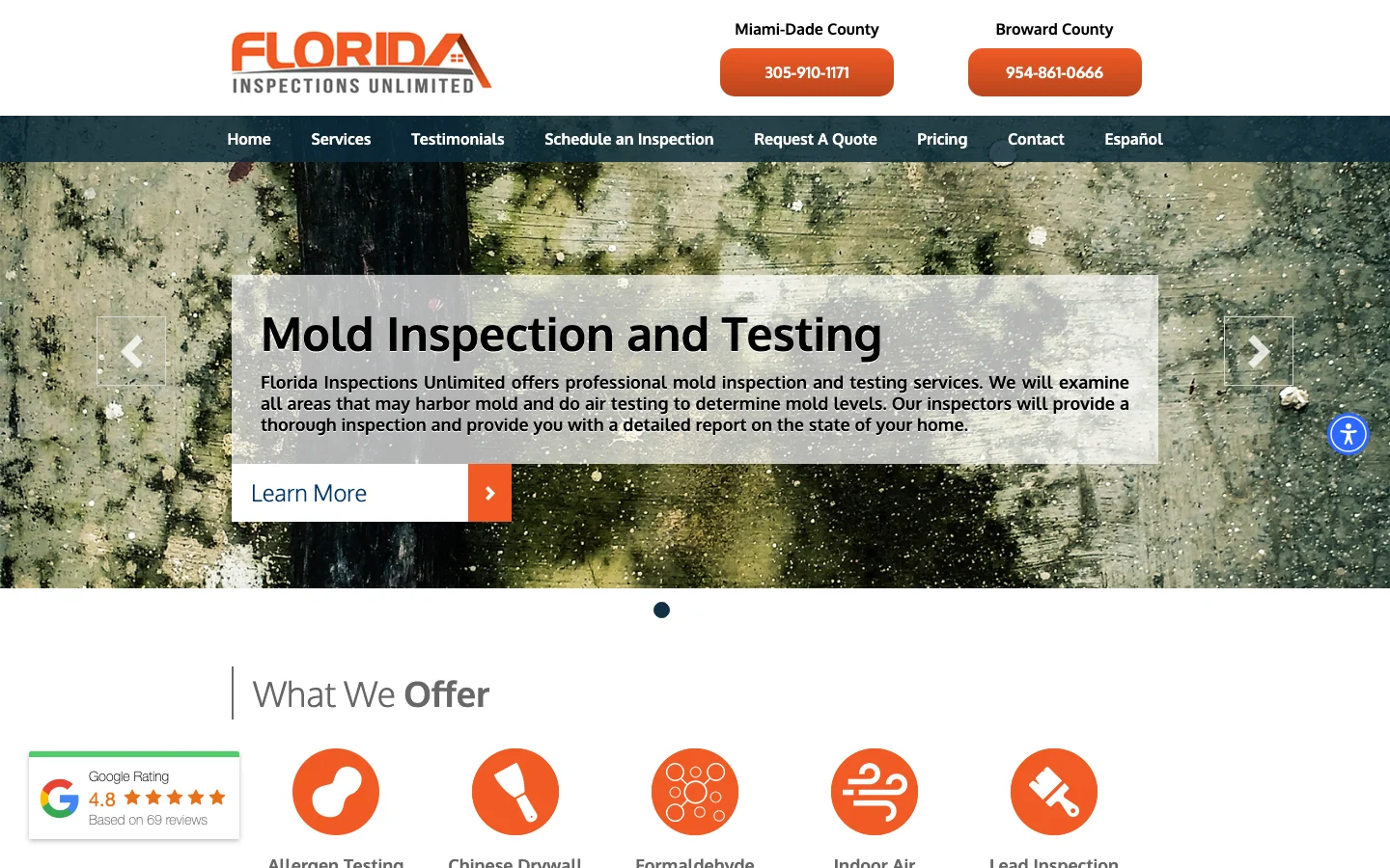 Florida Inspections Unlimited Doral page top, April 2026 reference crop.